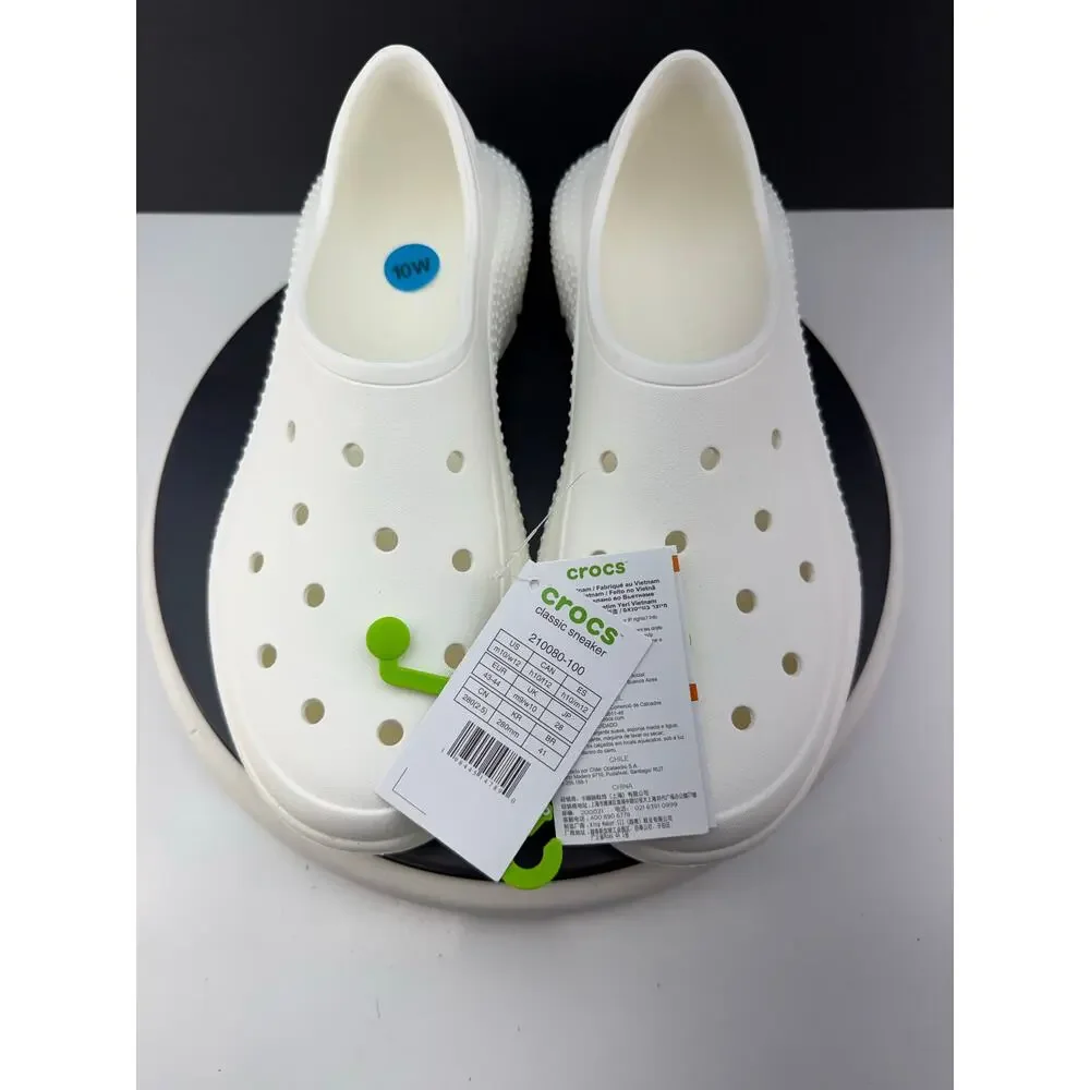 Crocs Classic Sneaker Mens Size‎ 10 White Slip On Shoes Fishing Beach 210080-100